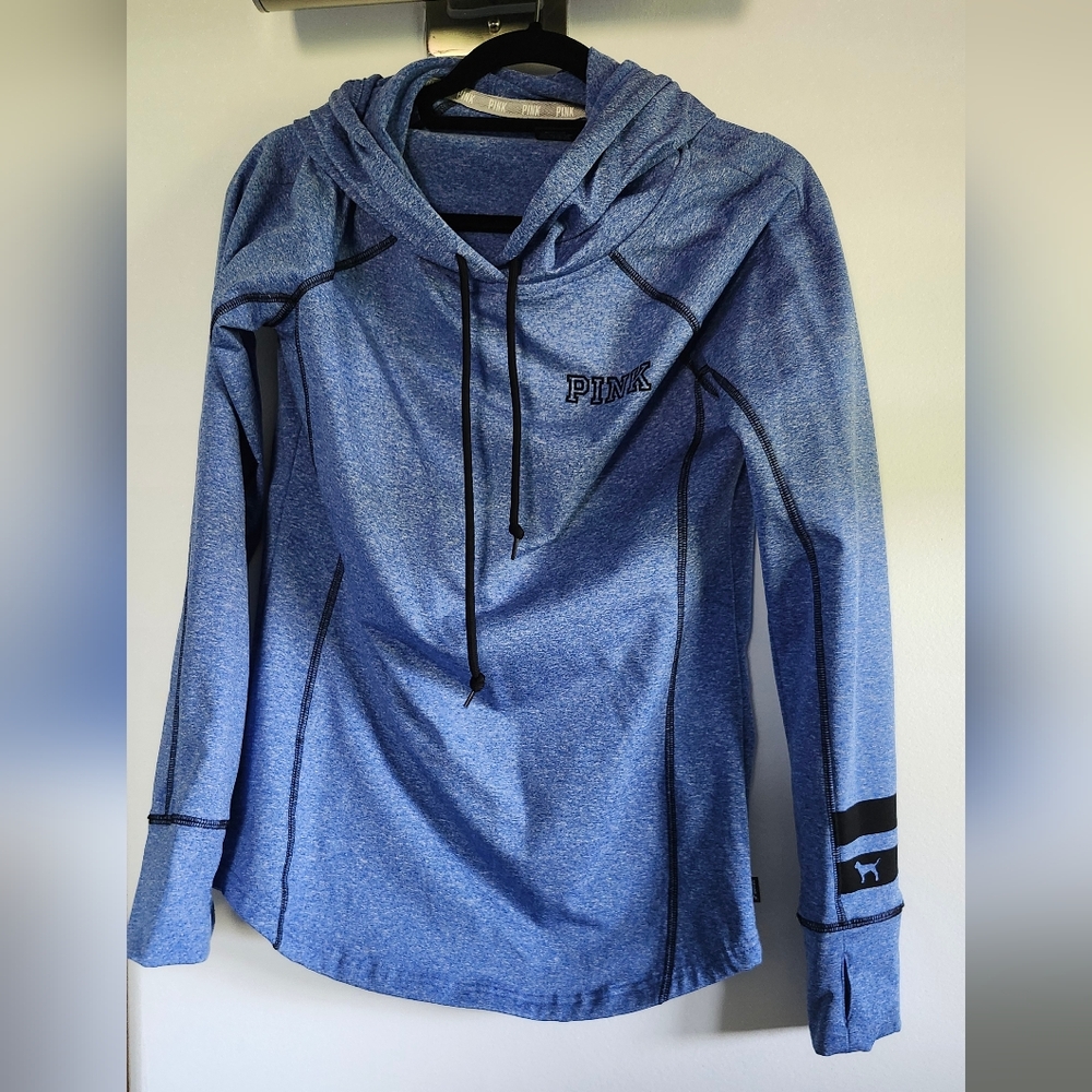 2/$40 PINK Victoria's Secret Blue Athletic Hoodie Pullover Sweatshirt Size M